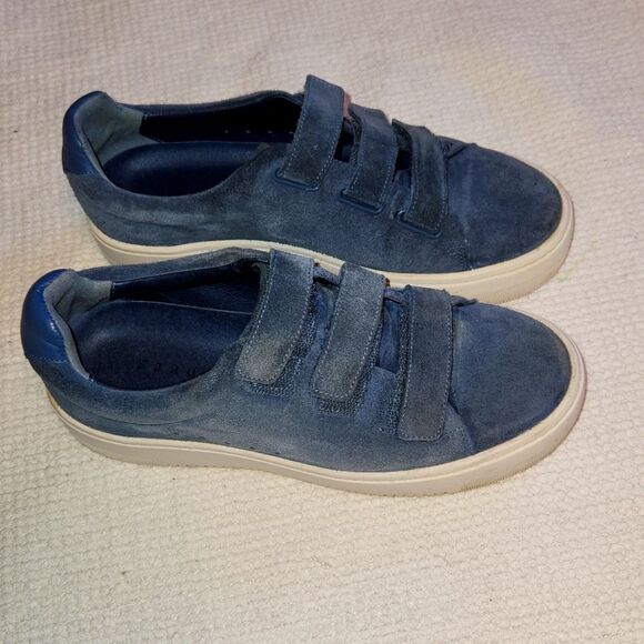 Sandro Paris Anita dusty blue suede velcro closure sneakers - Picture 1 of 8